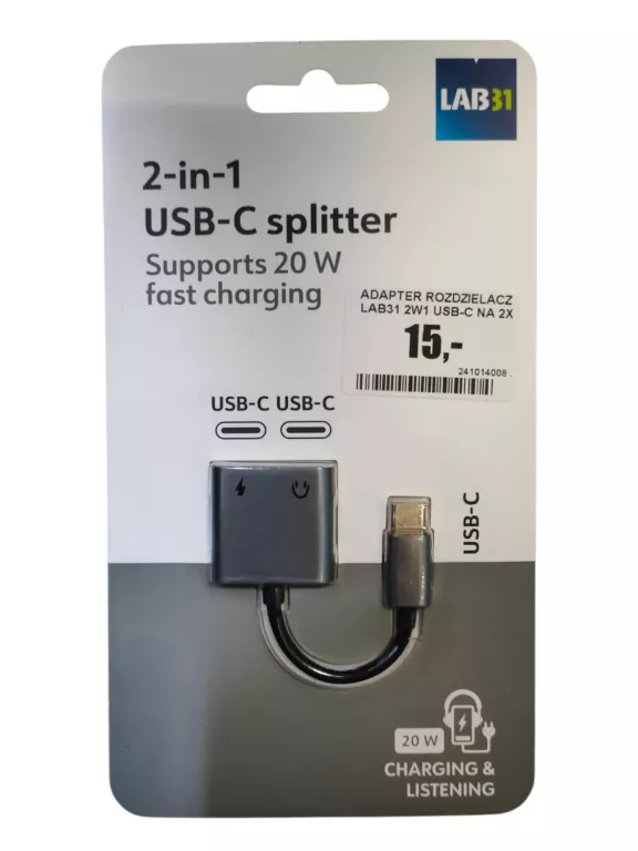 ADAPTER ROZDZIELACZ LAB31 2W1 USB-C NA 2X USB-C