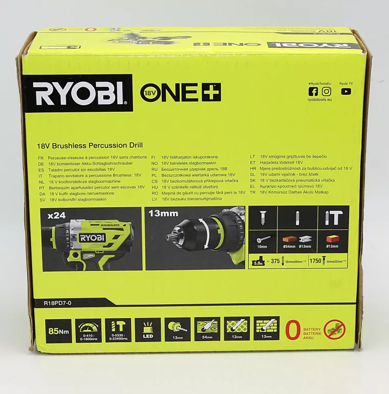WKRĘTARKA UDAROWA BEZSZCZOTKOWA RYOBI R18PD7 85NM BODY