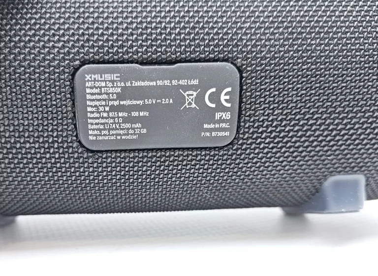 GŁOŚNIK BT XMUSIC BTS850K W PUD D.Z 12.10.24R