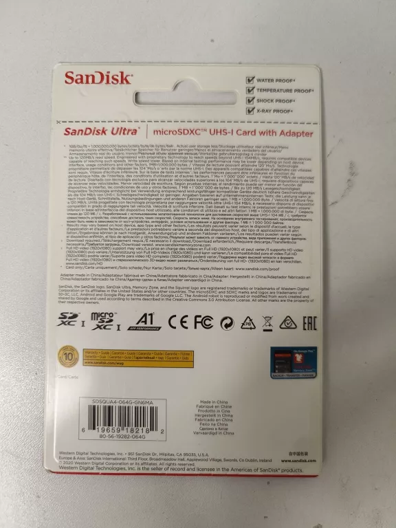 KARTA PAMIĘCI SANDISK ULTRA MICROSDXC 64GB SDSQUA4-064G-GN6MA 120MB/S + AD