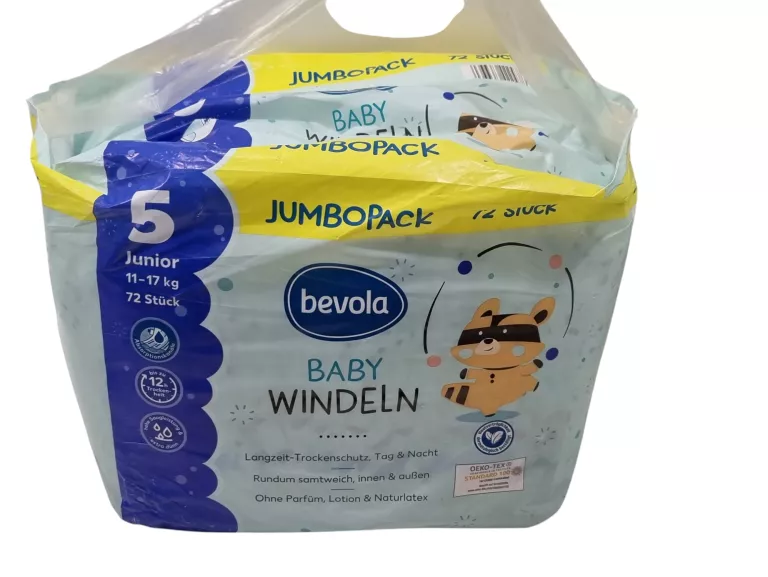 JEDNORAZOWE PIELUSZKI BEVOLA JUMBOPACK 5 11-17KG 72SZT
