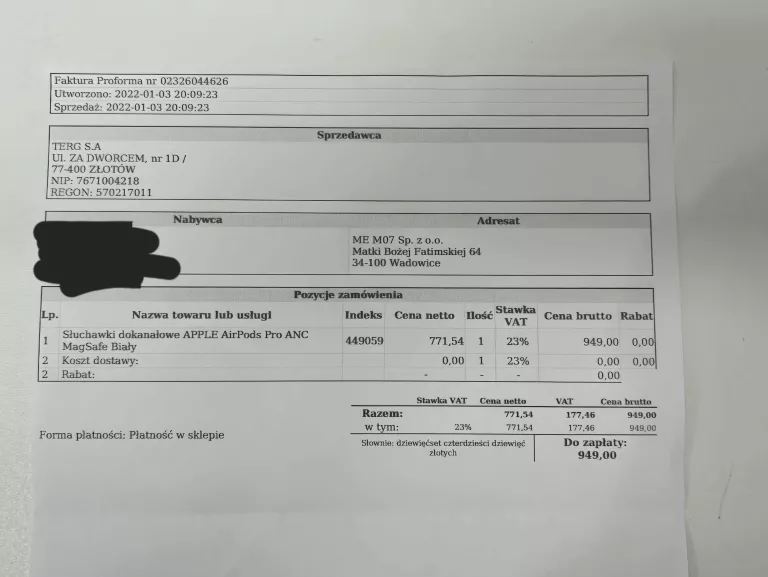 SŁUCHAWKI APPLE AIR PODS PRO 1 GEN - ORYGINALNE! POLECAM! FAKTURA!
