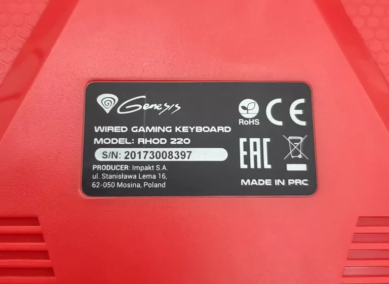 KLAWIATURA GENESIS RHOD 220