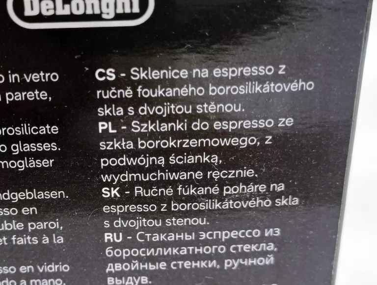 SZKLANKI TERMICZNE DELONGHI DLSC310 ESSPRESSO 90ML PODWÓJNE ŚCIANKI