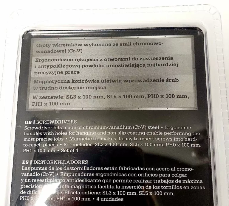 ZESTAW WKRĘTAKÓW NITEO TOOLS S1S0029--19 4 SZTUKI