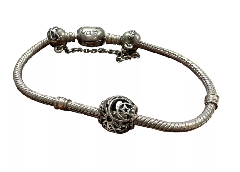 SRBRNA BRANSOLETKA PANDORA PRÓBY 925 / DŁ. 17 CM!