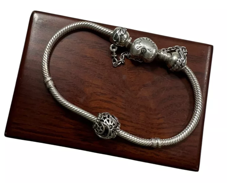 SRBRNA BRANSOLETKA PANDORA PRÓBY 925 / DŁ. 17 CM!