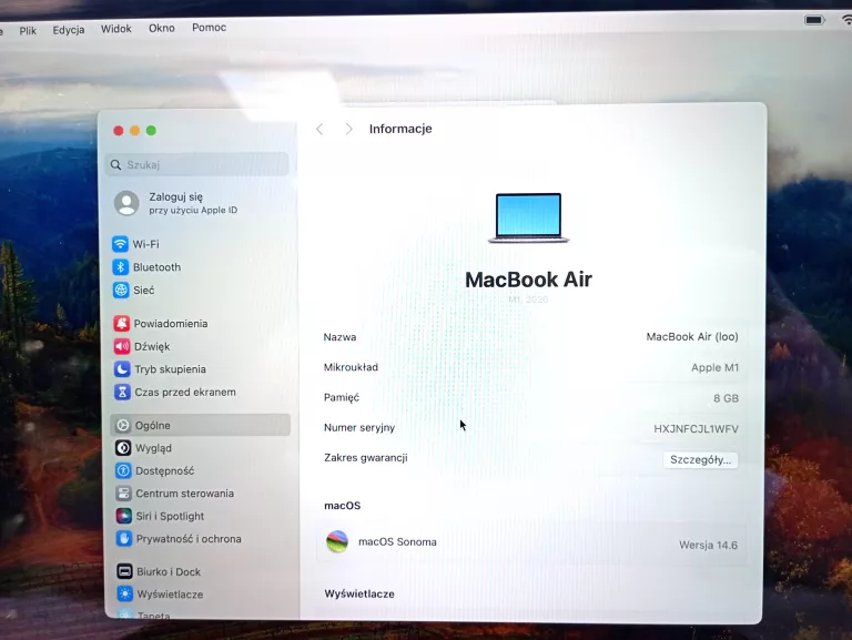 APPLE MACBOOK AIR 13,3/M1/8GB/256GB/MACOS (MGN63ZEA) #GWARANCJA 100%BAT