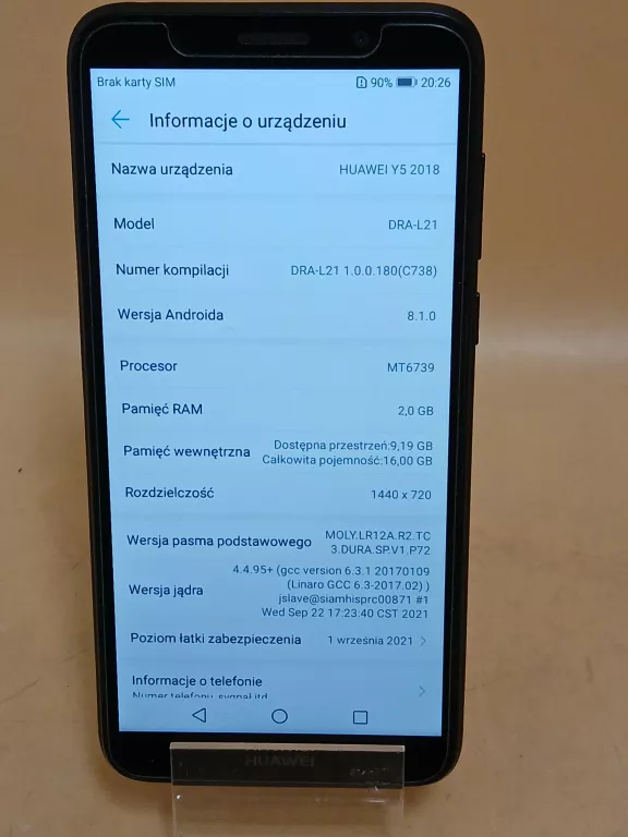 TELEFON HUAWEI Y5 2018 2GB/16GB
