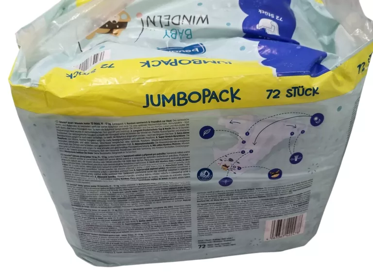 JEDNORAZOWE PIELUSZKI BEVOLA JUMBOPACK 5 11-17KG 72SZT