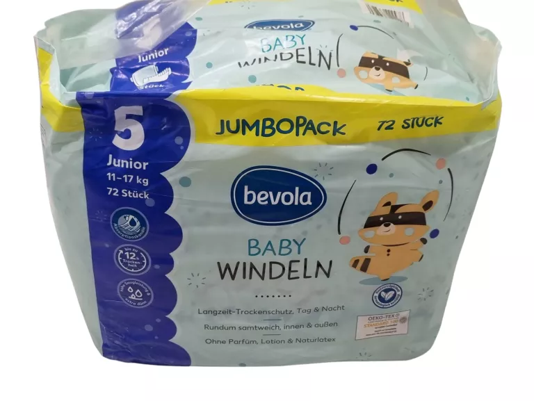 JEDNORAZOWE PIELUSZKI BEVOLA JUMBOPACK 5 11-17KG 72SZT