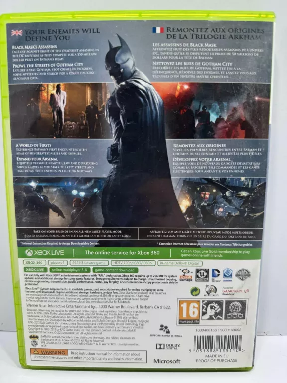 GRA BATMAN ARKHAM ORIGINS - MICROSOFT XBOX 360