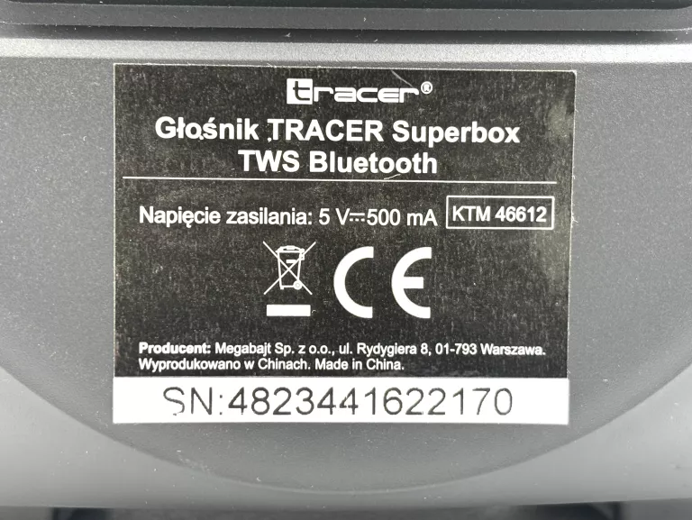 GŁOŚNIK TRACER SUPERBOX TWS BLUETOOTH BEZPRZEWODOWY CZARNY