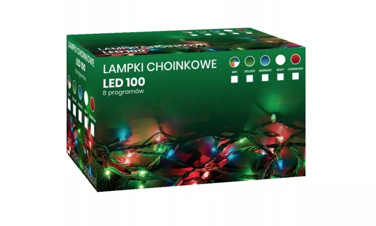 LAMPKI CHOINKOWE LED 100 ZIELONE 10 METRÓW