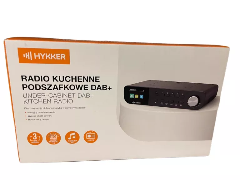 RADIO KUCHENNE PODSZAFKOWE DAB+ CZARNE HYKKER