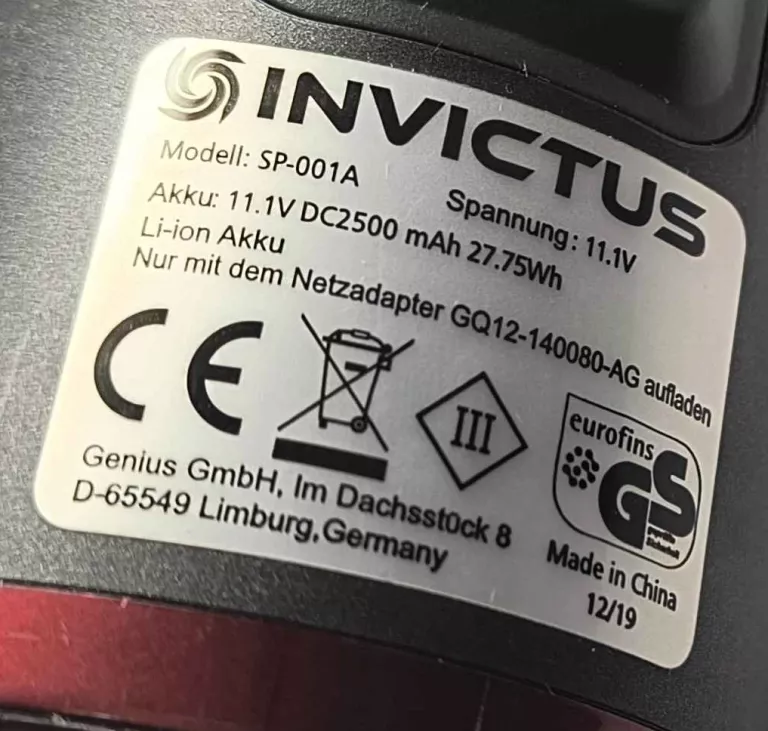 BEZPRZEWODOWY ODKURZACZ RĘCZNY INVICTUS ONE COMPACT INVICTUS