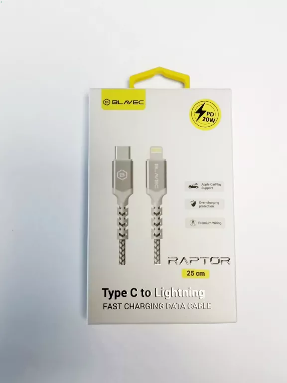 KABEL BLAVEC RAPTOR (CRA-CL24WS025) PLECIONY PD 20W 25CM TYP C/LIGHTNING