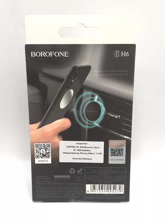 UCHWYT SAMOCHODOWY BOROFONE BH6 PLATINUM MAGNETYCZNY NA KRATKĘ CZARNY