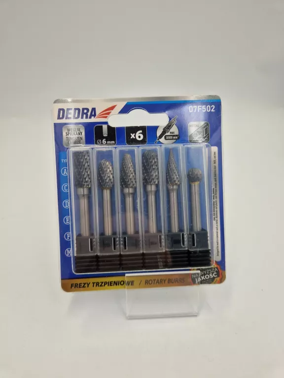DEDRA ZESTAW FREZY TRZPIENIOWE DO METALU 6EL 6MM WĘGLIK WOLFRAMU 07F502