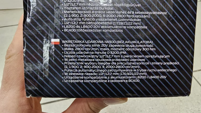 KLUCZ UDAROWY FORMULA 1 IW300 300NM 20V + NASADKI OD LOMBARD TRZEBNICA