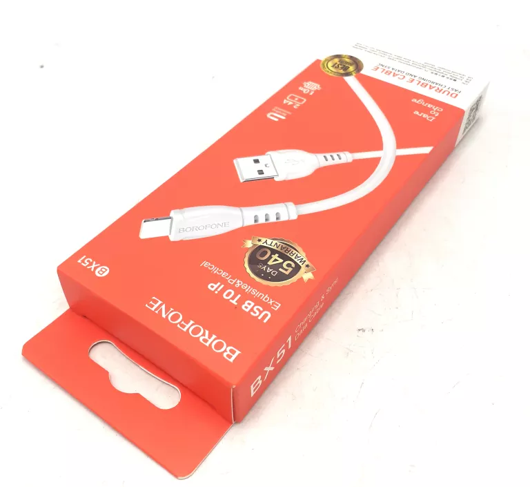 KABEL BOROFONE BX51 TRIUMPH - USB NA LIGHTNING - 2,4A 1M BIAŁY