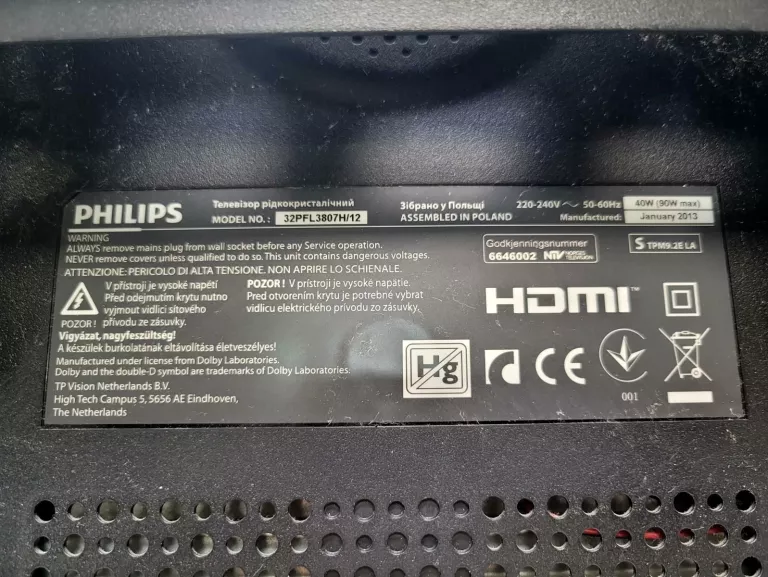 TELEWIZOR PHILIPS 32PFL3807H/12 OKAZJA!