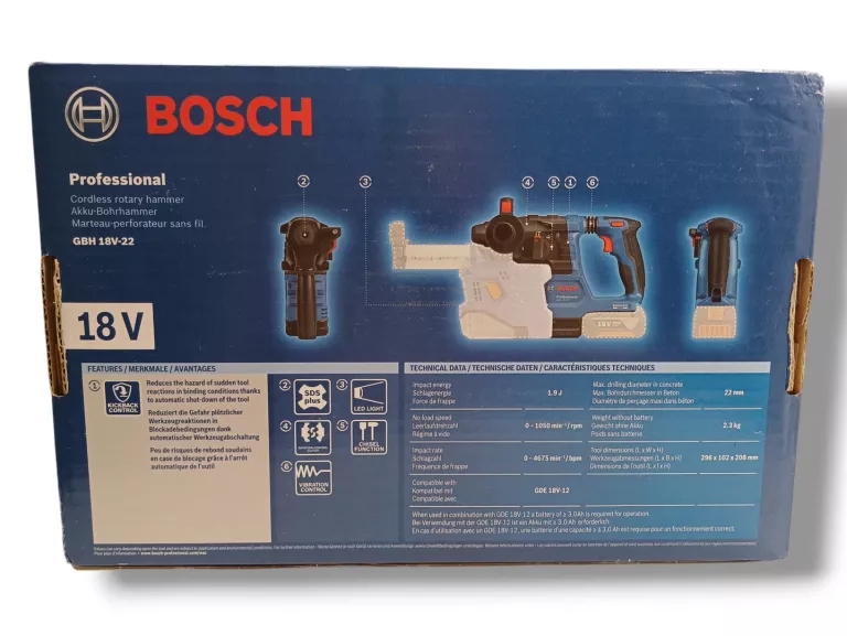 MŁOTOWIERTARKA BOSCH GBH 18V-22 18V SDS PLUS / BODY