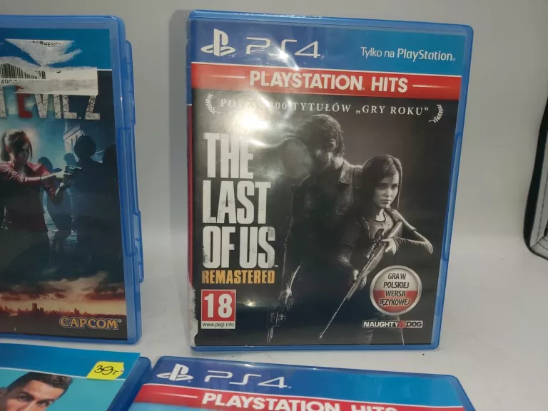 ZESTAW 4 GIER NA PS4: RESIDENT EVIL 2, LAST OF US, GOD OF WAR, FIFA 19!!!