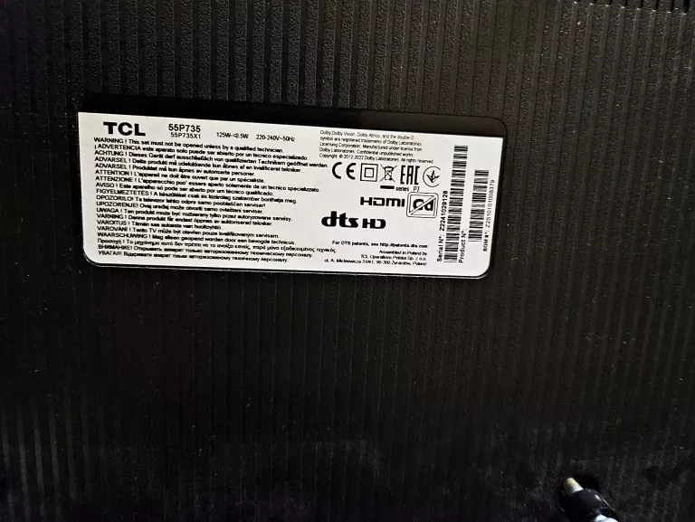 TELEWIZOR TCL 55P735 55" KOMPLET [BRAK NÓŻEK]