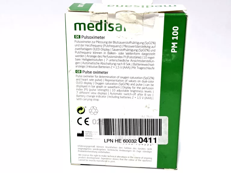 PULSOKSYMETR NAPALCOWY MEDISANA PM100 BIAŁY