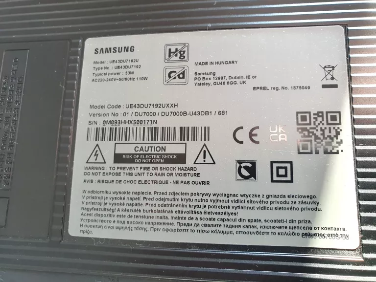 TELEWIZOR SAMSUNG 4K DU7100 43 CALE SMART KOMPLET GW