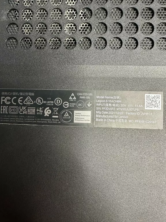 LAPTOP LENOVO LEGION 5 15ACH6H /AMD RYZEN 7/16 GB. RAM/ 1 TB