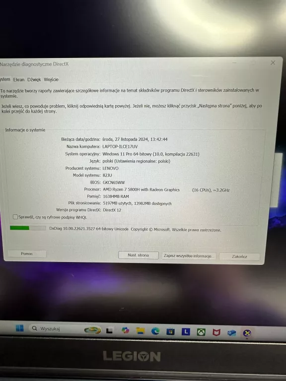 LAPTOP LENOVO LEGION 5 15ACH6H /AMD RYZEN 7/16 GB. RAM/ 1 TB