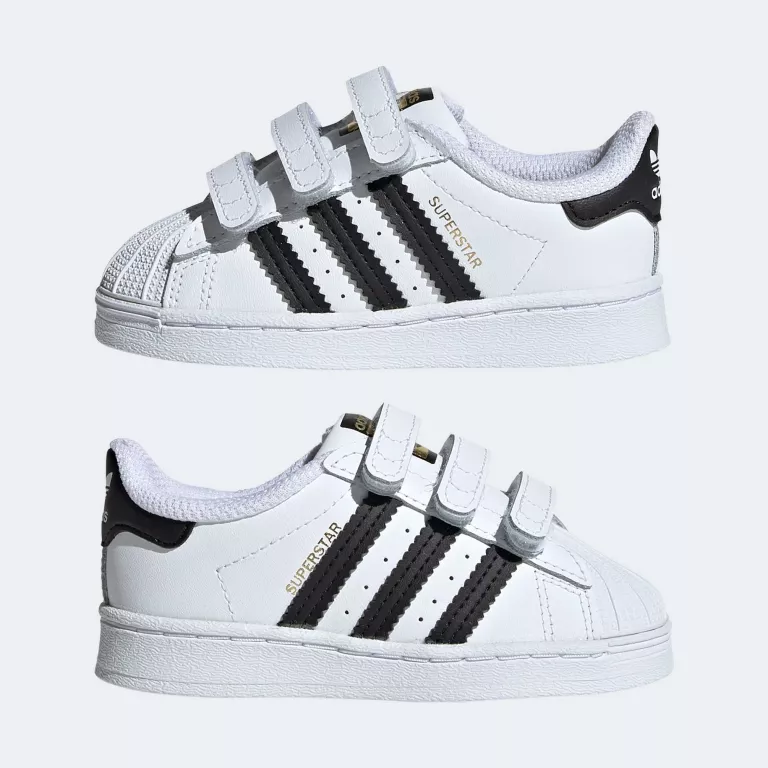 BUTY DZIECIĘCE SPORTOWE ADIDAS SUPERSTAR EF4842 SKÓRZANE RZEPY BIAŁE 23