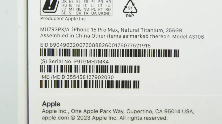 SMARTFON APPLE IPHONE 15 PRO MAX 256GB BAT. 100% GWARANCJA +ORYGINALNE ETU