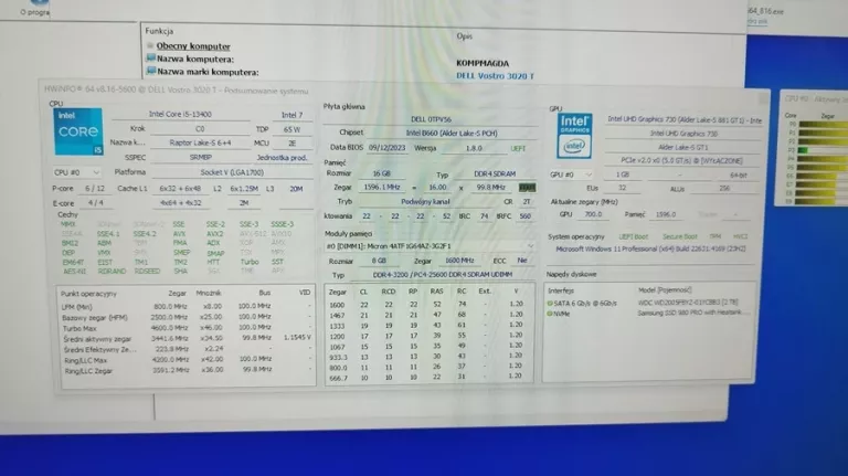 KOMPUTER STACJONARNY DELL VOSTRO 3020 I5 16 GB