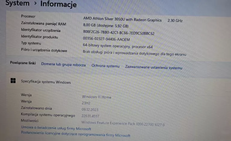 LAPTOP HP 15-EF1071WM 8/256GB AMD ATHLON SILVER 3050U WITH RADEON GRAPHICS