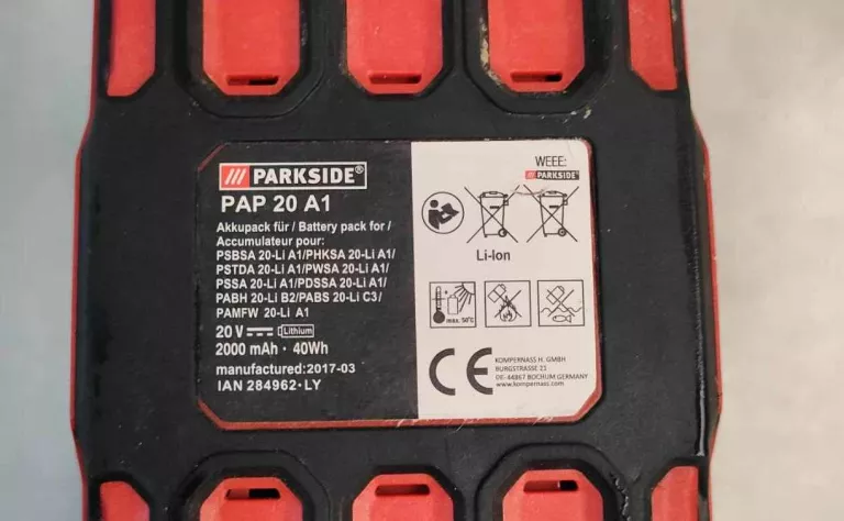 PARKSIDE AKUMULATOROWA WIERTARKA Z UDAREM 20 V, PABH 20-LI D4