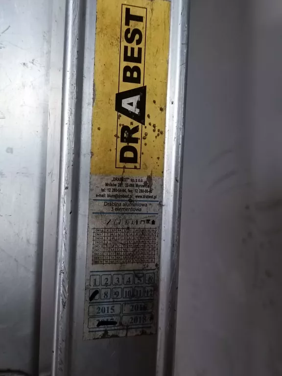 DRABINA PRO ALUMINIOWA 3-ELEMENTOWA 3X9 SZCZEBLI DRABEST
