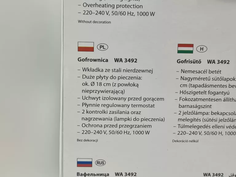 GOFROWNICA CLATRONIC WA 3492 CZARNY 1000 W W PUDEŁKU