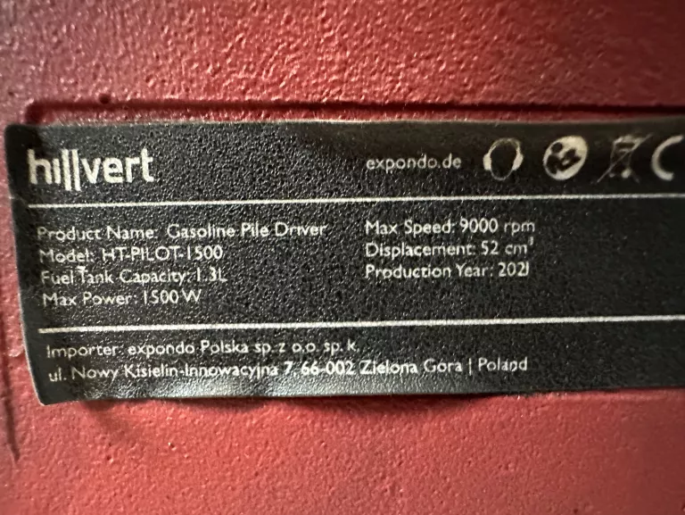 KAFAR PALOWNICA DO WBIJANIA SŁUPKÓW PALI HILLVERT HT-PILOT-1500 1.5 KW