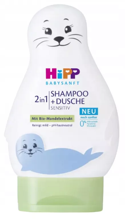 HIPP SHAMPOO DUSCHE SZAMPON I ŻEL POD PRYSZNIC FOKA 200ML Z NIEMIEC
