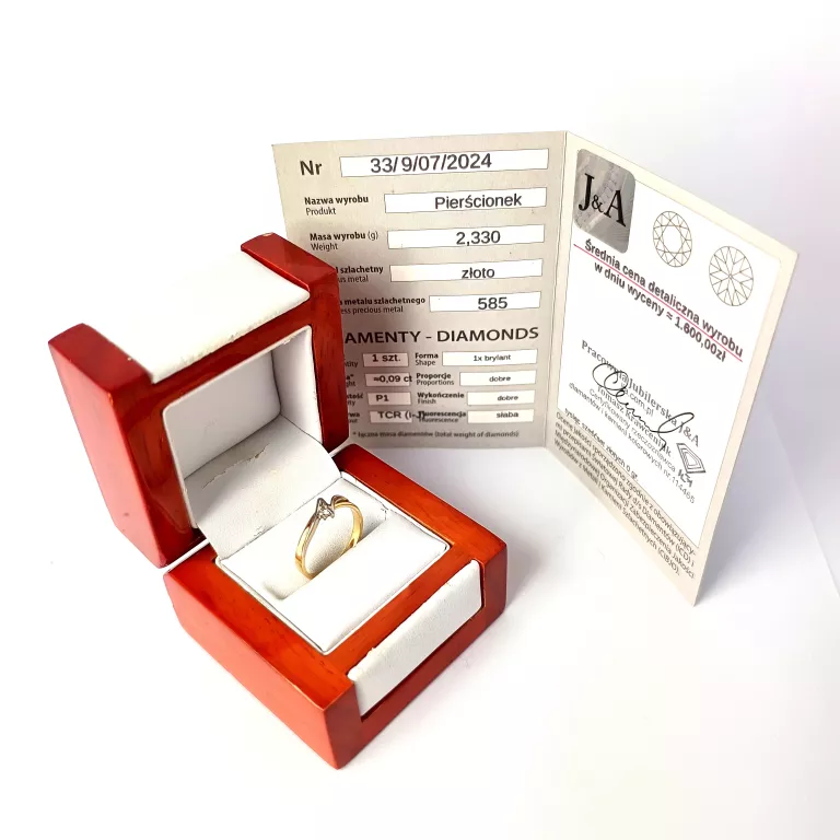 ZŁOTY PIERŚCIONEK Z BRYLANTEM (585) 2.33G