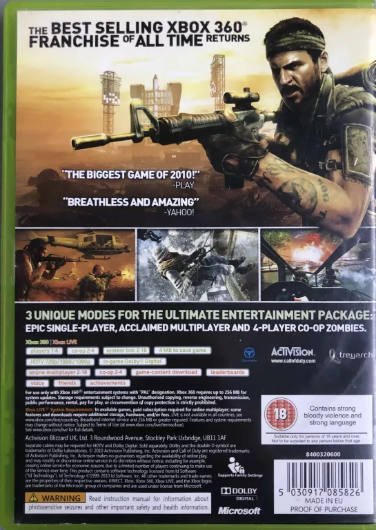 GRA XBOX 360 CALL OF DUTY BLACK OPS