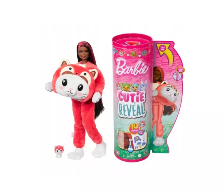 BARBIE CUTIE REVEAL LALKA W PRZEBRANIU PANDY KOTKA KOTEK ZMIANA KOLOR