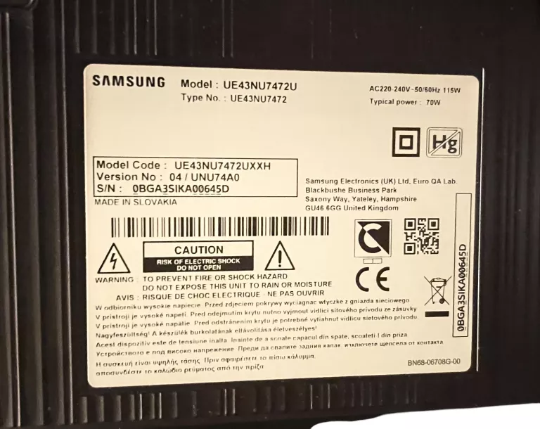 TELEWIZOR LED SAMSUNG UE43NU7472 43 CALE 4K UHD SMART TV