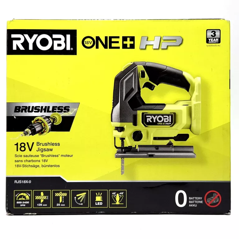 RYOBI RJS18X-0 BEZSZCZOTKOWA WYRZYNARKA 18V ONE+ HP KĄT CIĘCIA 0° - 45°