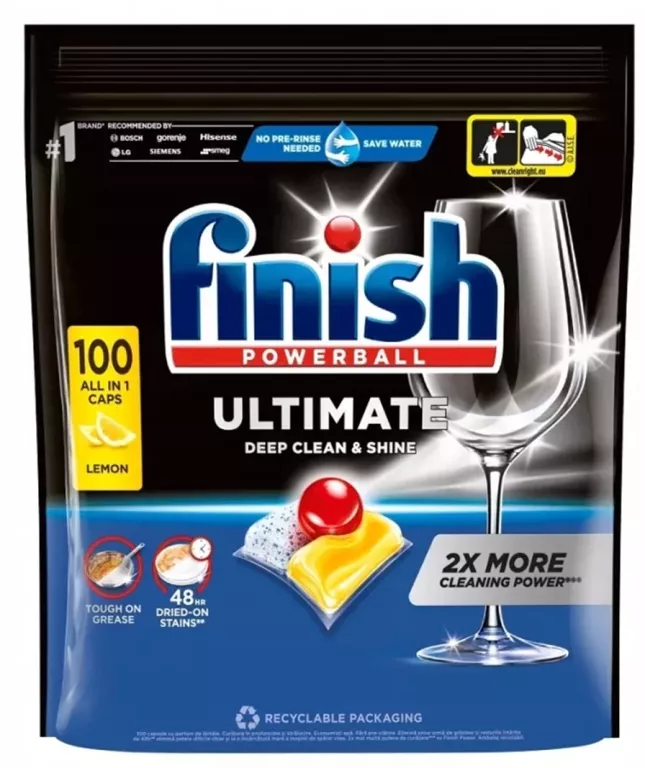 KAPSUŁKI DO ZMYWARKI FINISH ULTIMATE DEEP CLEAN AND SHINE LEMON 100 SZT