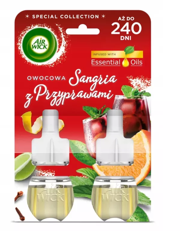 AIR WICK ODŚWIEŻACZ POWIETRZA OWOCOWA SANGRIA Z PRZYPRAWAMI WKŁAD 2X19 ML