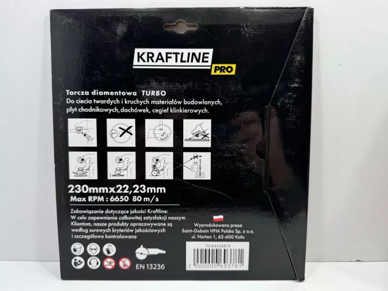 TARCZA DIAMENTOWA TURBO 230 X 22,23 MM KRAFTLINE PRO